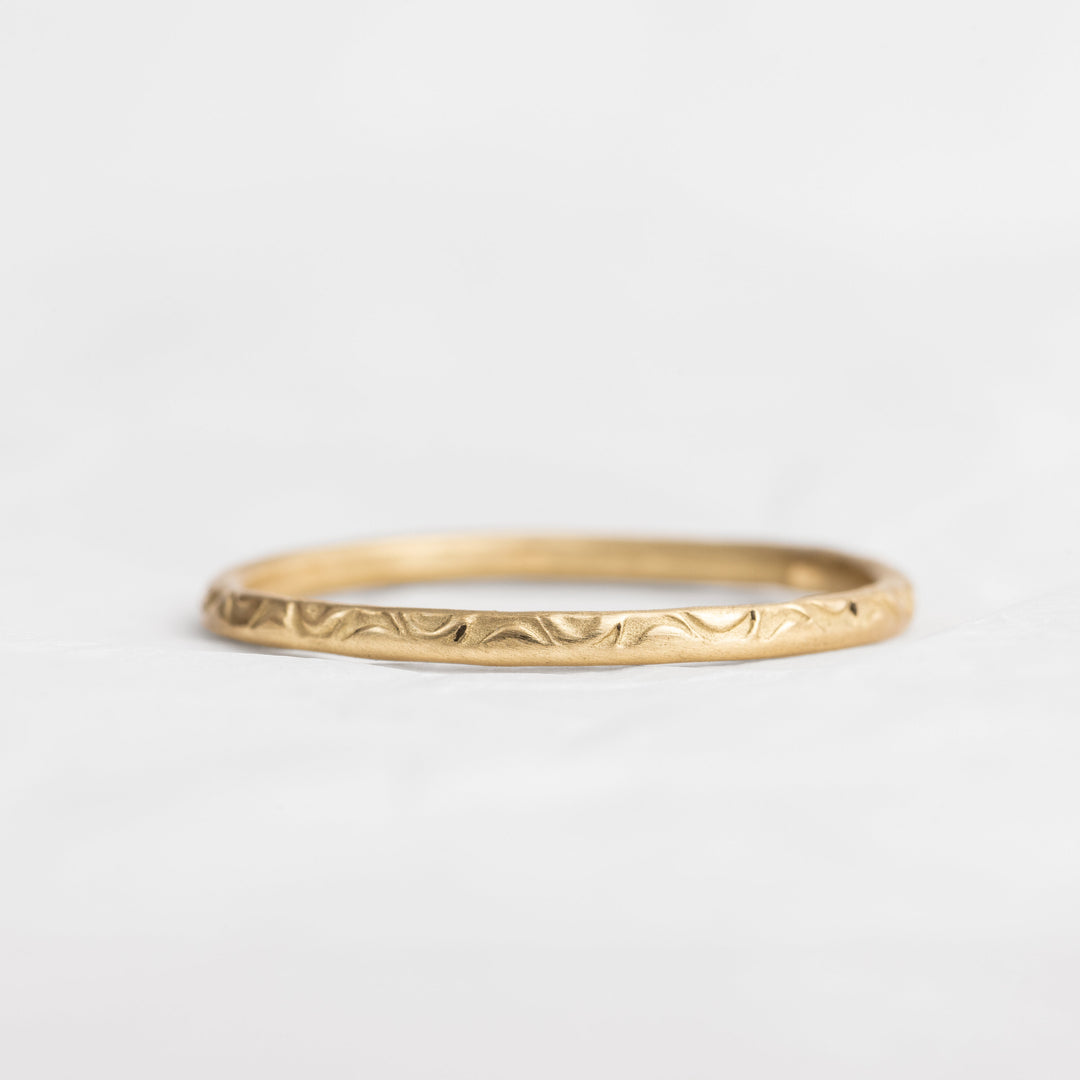 14k Solid Gold Thin Wedding Ring, Engagement Ring, Wedding Ring, Gold Engraved Ring, Handmade