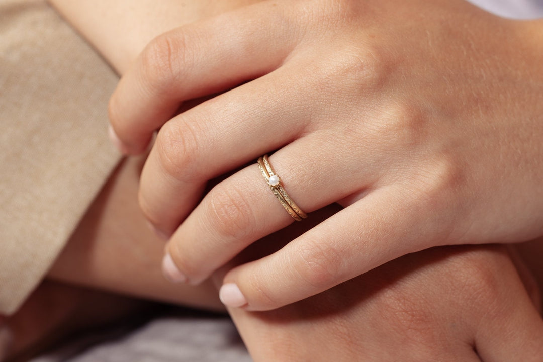 14k Solid Gold Thin Wedding Ring, Engagement Ring, Wedding Ring, Gold Engraved Ring, Handmade
