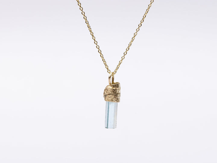 14K Dainty Gold Floral Blue Aquamarine Quartz Or Pink Tourmaline Pendant- Necklace, Gift for Her, Valentine's Day, Christmas Gift