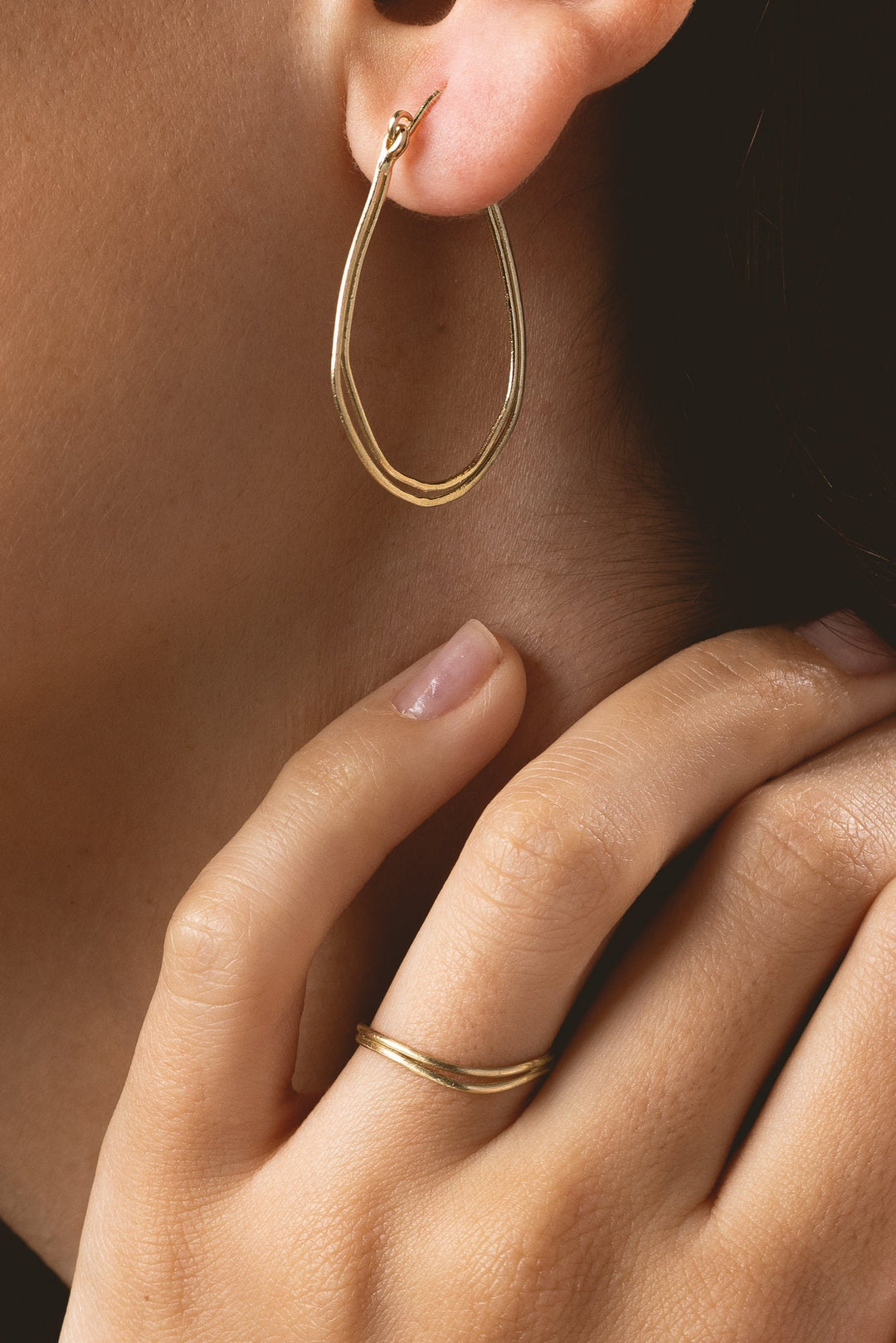 14k Solid Yellow Gold Boho Earring, Women Gypsy Earrings, Unique Hoops Earrings, Gift For Her