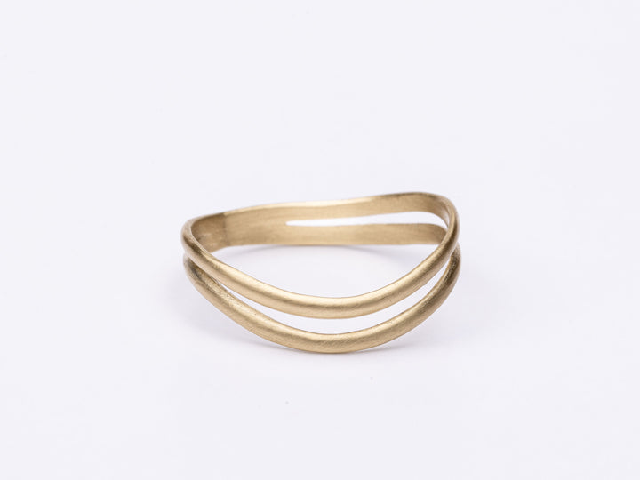 14k Solid Gold Wedding Bands His and Hers, Matching Wedding Rings | Handmade Unique Couple Wave Rings