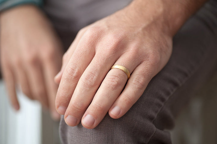 14K Yellow Gold Mans Wedding Band, Matte Ring, Solid Gold Ring, Classic Gold Wedding Ring, Beautiful Promise Ring, Gift For Him